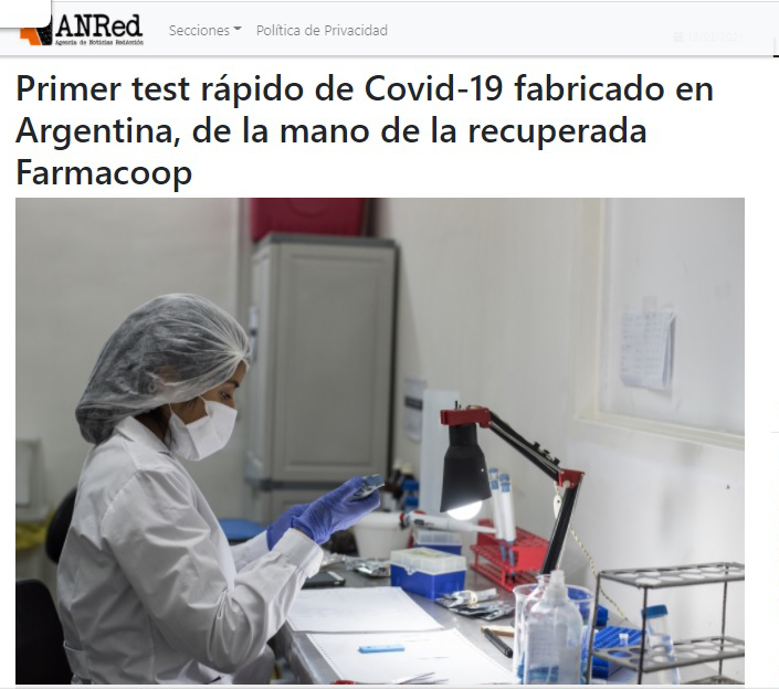 Primer test rápido de Covid-19 fabricado en Argentina, de la mano de la recuperada Farmacoop